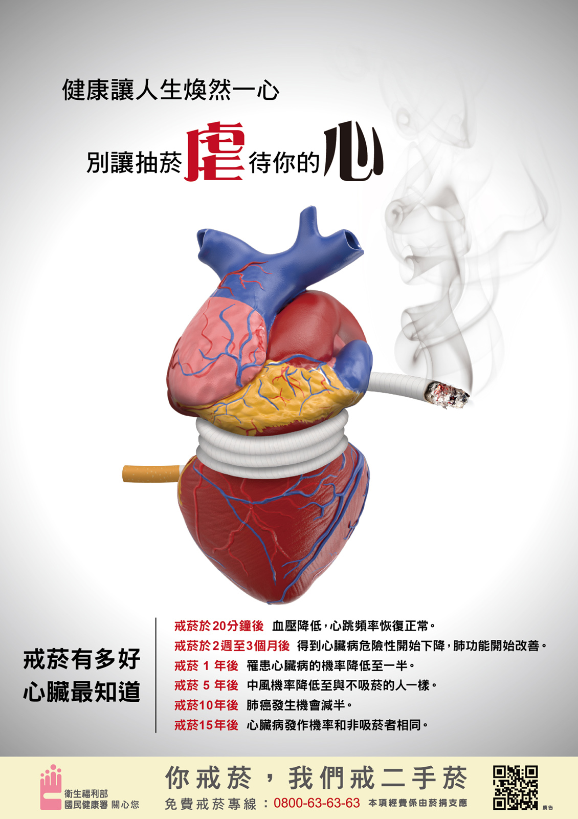 海報心臟篇：健康讓人生煥然一心  別讓抽菸虐待你的心文章照片