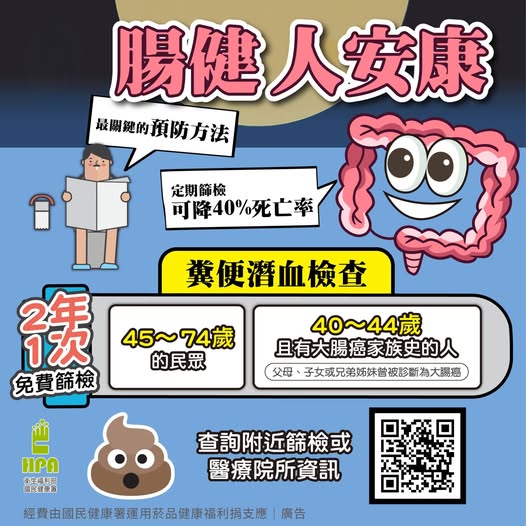 中秋「腸」健人安康 定期篩檢可降40%死亡率