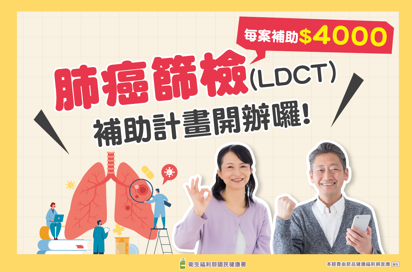 「肺癌篩檢(LDCT)補助計畫開辦囉！」懶人包文章照片